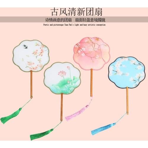Antique translucent round fan hanfu collocation fan fan gift Chinese palace dance fans in process