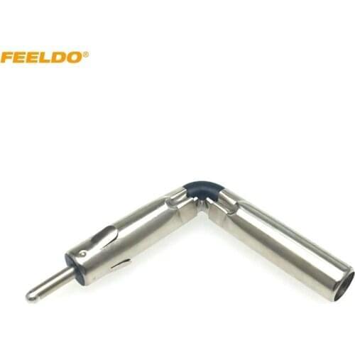 FEELDO 10Pcs Car Auto Radio AM/FM Stereo Iso Male Plug To Din Aerial Antenna Mast Adapter Square Bend Radio Connector #MX6222