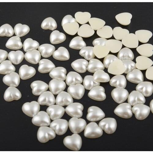 BOLIAO 50Pcs 10*10mm( 0.39*0.39in ) Beige Heart Shape AB Acryl No Hole Glue On Head Wear/Clothes/Home Decoration DIY