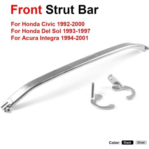 Front Strut Bar Black for Honda 92-00 Civic EG EK/93-97 Del Sol/94-01 Integra DC2 Front Upper Strut Brace Bar