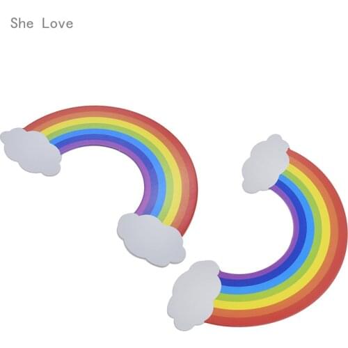 Chzimade 5pcs Rainbow Clouds Cake Topper Cake Decorations for Wedding Birthday Party Cute Lovely Gifts