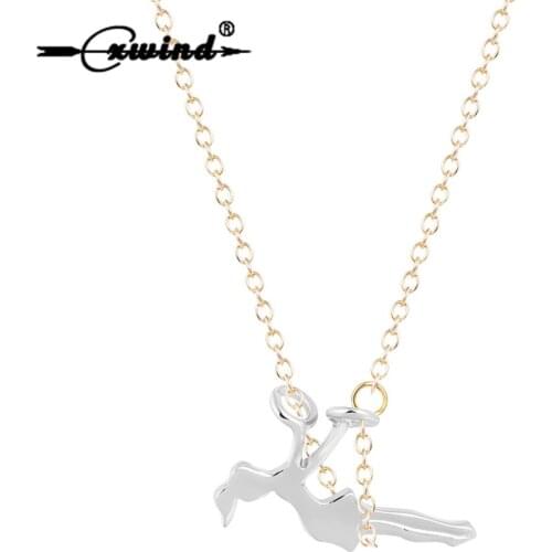 Cxwind Fashion Jewelry Girl On A Swing Necklace, Gold Sport Pendant Chain Necklaces for Women Statement Necklace Jewelry colar