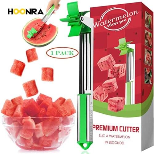 HOONRA Watermelon Slicer Cutter Stainless Steel Windmill Watermelon Cutter Knife Fascinated Melon Cutting Tool Kitchen Gadget
