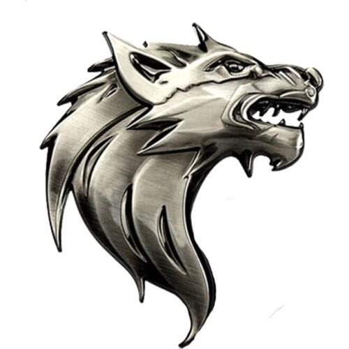 Wolf Head Chromed 3D Metal Car Emblem badge Motorcycle Reflective Decal Auto Decoration