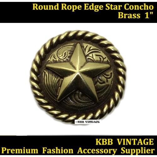 KB204) Wholesale 50pc 1-1/8'' Western Round Rope Star Concho Antique-bronze