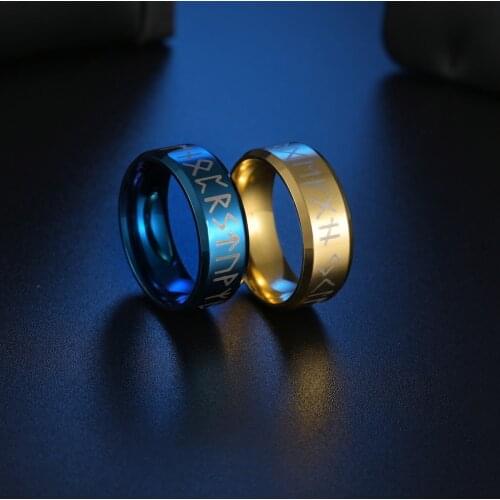 Stainless steel Ring Punk Style Antique Retro Male Jewelry Viking Ring Female Black Amulet Vintage Norse Rune Rings For Women