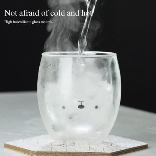 Creative Cute Bear Double-layer Coffee Mug DoubleGlass Cartoon Baby Duckling Animal Milk Glass Lady Cute Gift Cup Christmas Gift