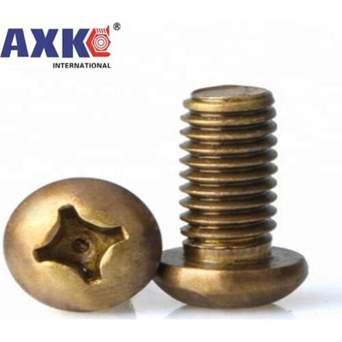 5/20pcs M3 M4 M5 M6 GB818 Pure Copper Brass Cross Round Phillips Pan Head Screw Bolt Diameter 3mm 4mm 5mm 6mm Length 6-50mm