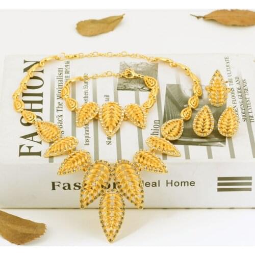 Leaves Bridal Wedding Jewelry Eritrea Habesha Sudan sets Arab for Women Gifts Gold Color Leaf Ethiopian African Jewelry