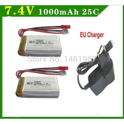 MJX X600 RC Drone lipo battery 7.4V 1000mAh 25C with AC 800mAh Charger for MJX Quadcopter RC Helicopter