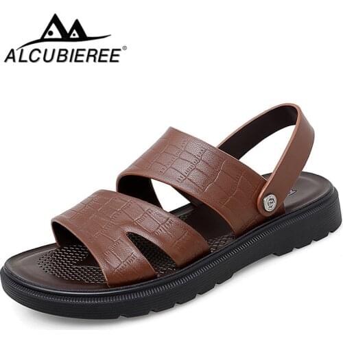 ALCUBIEREE New Summer Men Sandals 2021 Leisure Beach Slippers Men Casual Shoes High Quality Genuine Leather The Mens Sandals