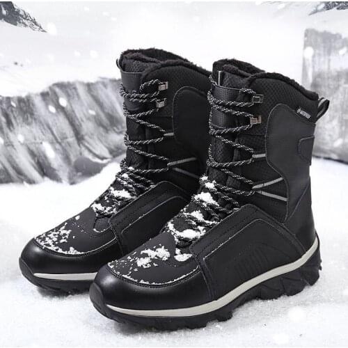 Men Winter Boots 2021 Outdoor Snow Boots Men Winter Shoes Waterproof And Anti-skid Middle Tube Increased Plush Warm Shoes