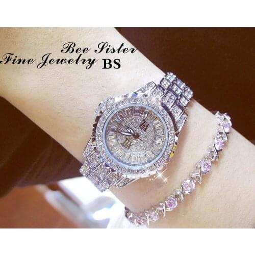 New Arrival Famous Brand BS Luxury Women Dressing Watch Lady Full Diamond Jewelry Watch New Fashion Square Austria Crystal Watch