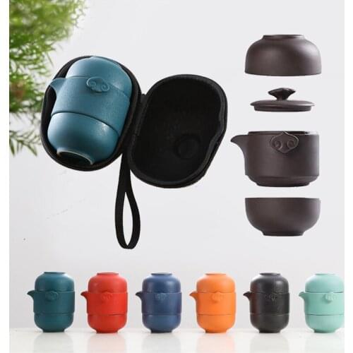 New Product Travel Kung Fu Tea Set Portable Express Cup Ceramic One Pot Two Cups Tea Set Teapot Easy-to-Use Teacup Business Gift