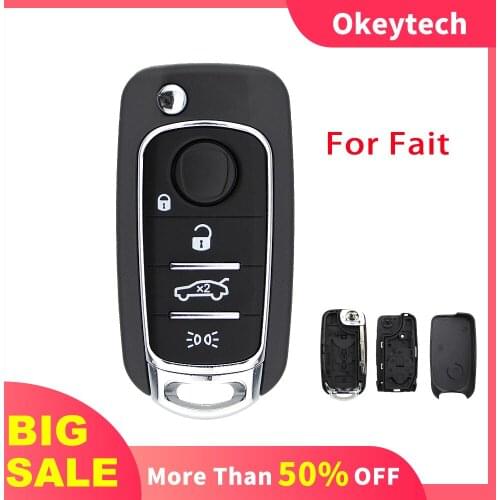 OkeyTech For Fiat 500X 500L Egea Tipo 2016 2017 2018 Flip Folding Remote Car Key Shell With Uncut SIP22 Blade Fob Replacement