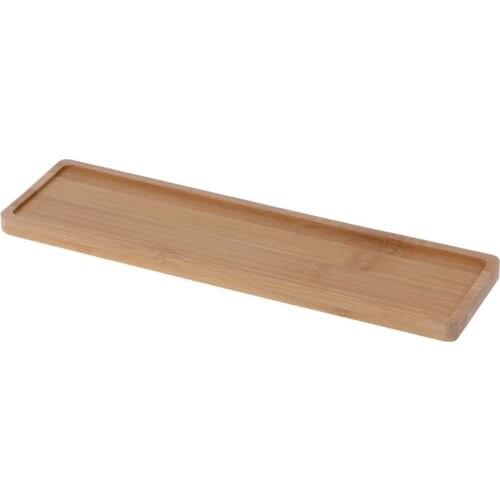 Rectangle Shape Bamboo Wood Saucer Plant Tray Mini Plant Flower Pot Stand Favor Succulent Pot Tray Simple Elegant Design