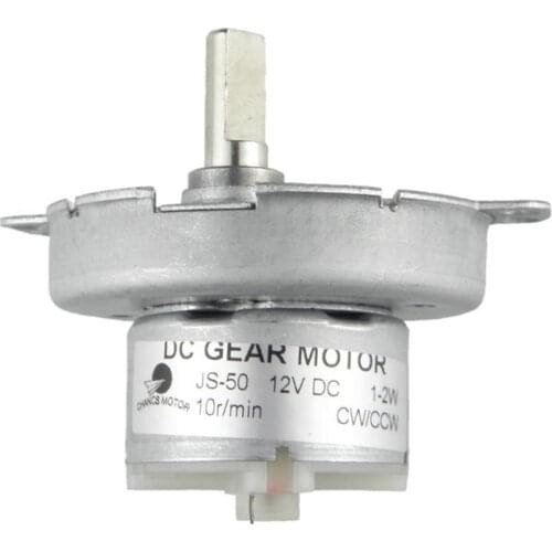 DC Gear Electric Synchronous Motor JS-50 DC 12V 10RPM D-Shaft Metal Outer Reduction Gear Box