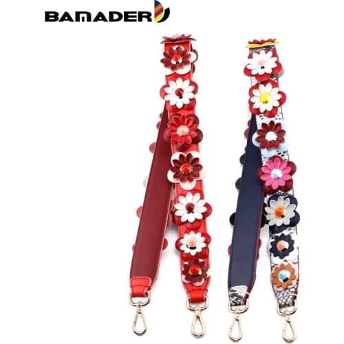 Genuine Leather Bag Strap BAMADER Fashion Rivet Flower Accessories Luxury DIY Handbag Straps Cowhide Bags Shoulder Belts Strap