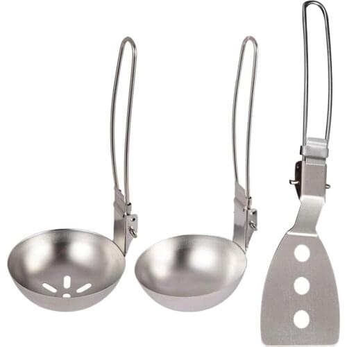 Outdoor Foldable Spatula Soup Spoon Turner Ladle Cookware Cooking Utensils For Camping BBQ Backpacking Picnic Barbecue Hiking