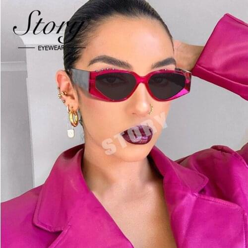 STORY Vintage Cat Eye Sunglasses Women Men 2020 Brand Design Retro Red Green Rectangle Steampunk Sun Glasses Shades UV400 SFT022
