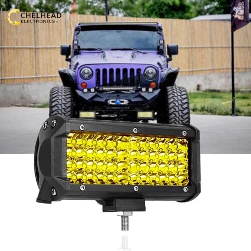 Led offroad light 3000k yellow fog lamp car led bar 24v 12v working lights faros led para auto 4x4 for tractor trailer cars