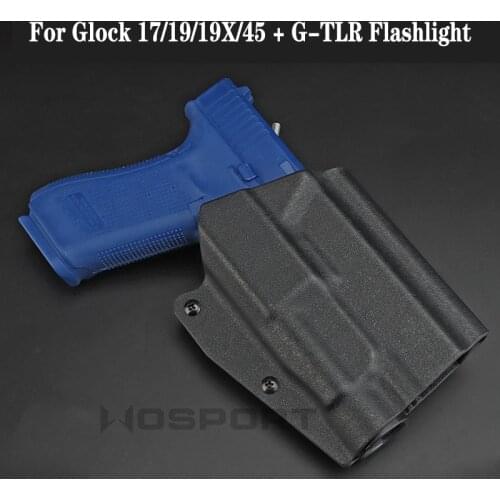 Tactical Kydex Gun Holster for GLOCK 17/19/19X/45 + G-TLR Flashlight Pistol Case Holster Belt Carry with QLS Hunting Accessories