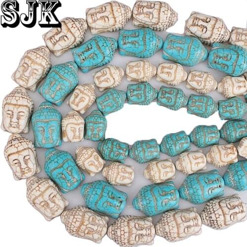 Vintage Turquoises beads Buddha Head Spacers Bead Charms DIY bracelets Necklace For Jewelry making Accessories Wholesale