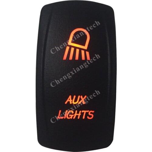 Marine Grade Waterproof IP66 AUX LIGHTS Rocker Switch AMBER Led lamp 5 Pin ON/OFF SPST DC12V 24V