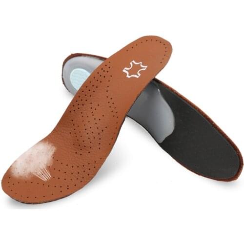 High quality Leather orthotics Insole for Flat Foot Arch Support 25mm orthopedic Silicone Insoles For men and Women
