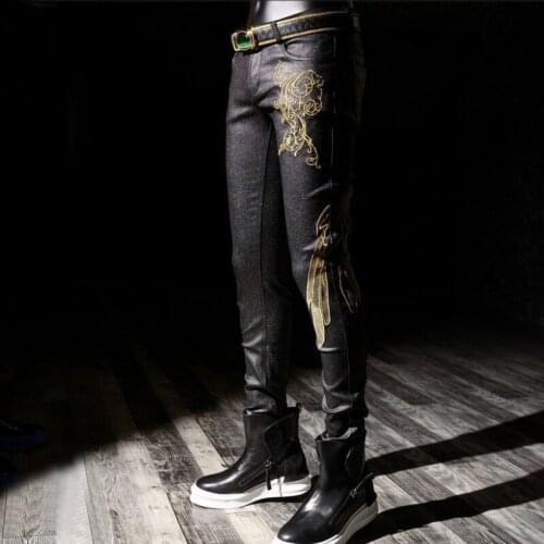 High Quality Brand Mens Trousers Fashion Solid Cotton Embroidery Male Casual Pants Streetwear Slim Fit Elastic Pants Plus Size
