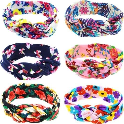 Yundfly Girls Turban Headband Kids Head Wrap Child Cotton Twist Hairbands Handmade Soft Cozy Buns Knot Cross Headwraps