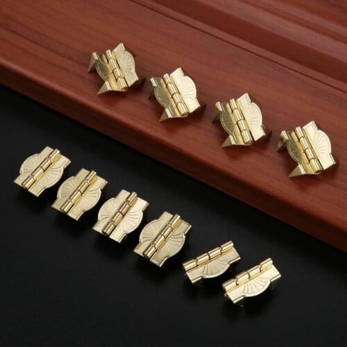 10Pcs 22*19mm Metal Cabinet Door Luggage Hinges with 4 Legs Furniture Decorative Hinges Jewelry Wooden Box Wardrobe Door Hinges