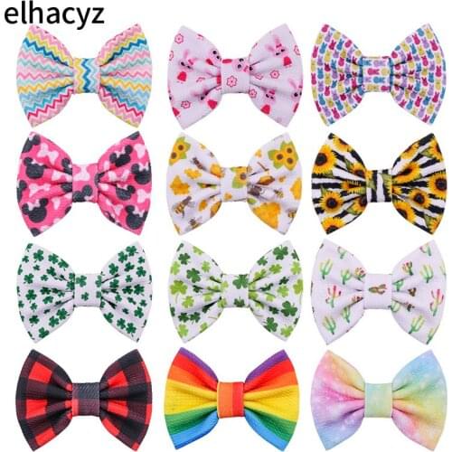 10pcs/lot New 5'' Waffle Fabric Hair Bow With/Without Clip Popular Barrette Girls Hairpin for Kids Headwear DIY Hair Accessories