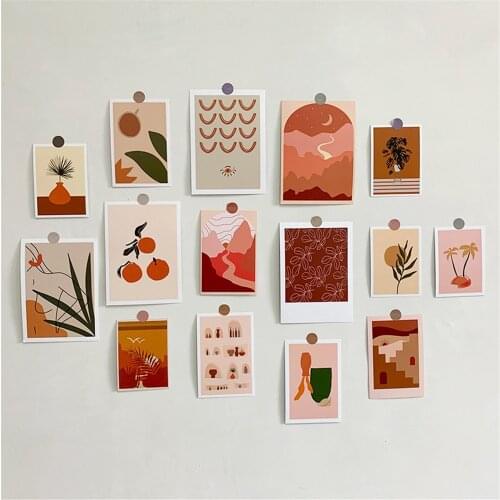 15 Pcs Ins Korean Style Warm Color Tulip Flowers Paper Card Sticker Wall Decoration Photography Props Wall Sticker Home Decor