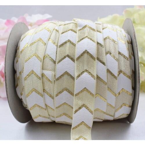 16612-6 ,5/8'' 16MM hot gold print wave Elasticity ribbon ,10 yards DIY handmade hair accessories Material , free shipping