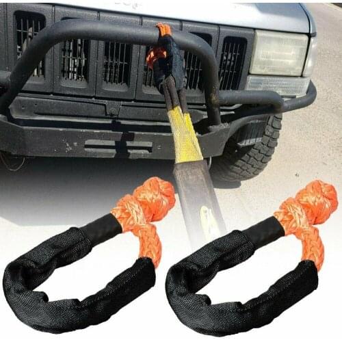 2pcs soft shackle Synthetic Rope 38000lbs Trailer Pull Rope Off-Road Recovery Car tow strap for ATV UTV truck pickup recovery