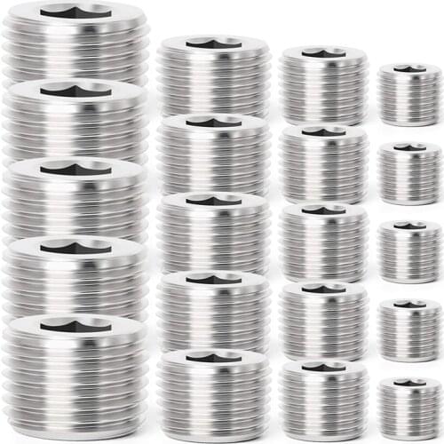 20Pcs Stainless Steel Internal Hex Thread Socket Pipe Plug Fitting 1/8 inch 1/4 inch 3/8 inch 1/2 inch NPT Male Tubing