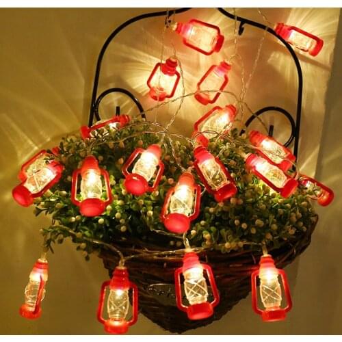 3/6m Black Red Retro Kerosene Lantern LED String Light Christmas Wedding Decoration Holiday Lighting Fairy Garland Navidad Decor