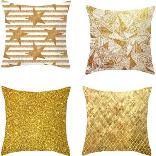 4Pieces/Set Gilt Pattern Digital Printing Pillowcase Sofa Car Cushion Cover Sofa Embrace Cushion Pillow Case Home Decor gold