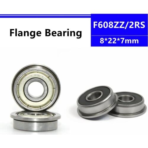 50pcs/100pcs F608ZZ 8*22*7mm F608-2RS flange deep groove ball bearing 8x22x7mm F608Z Flanged bearing F608RS