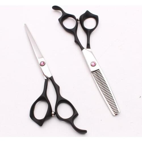 6'' 17.5cm Black Handle Engraving Logo Professional Human Hair Scissors Hairdressing Scissors Cutting / Thinning Scissors C1024