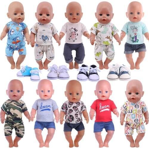 Free Shipping Animal T-Shirt And Shorts For American 16-18 Inch Girl Doll Born Baby Reborn Doll Items Our Generation Nenuco,Zap
