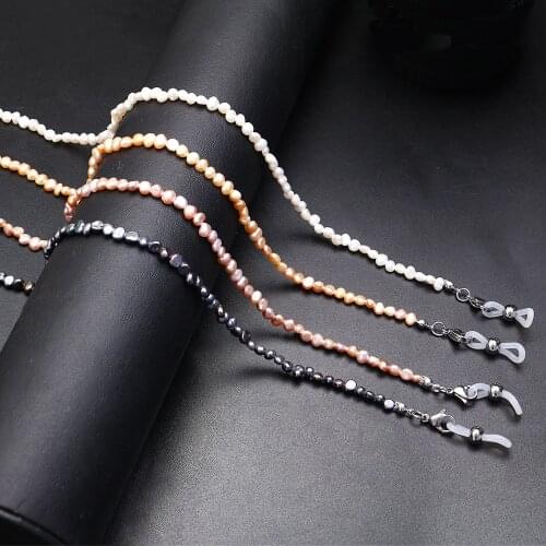 Lureen Women Real Pearls Eyeglass Chain Holders Beaded Sunglass Strap Fashion Glasses Chain Non-slip Neck Rope Accessories