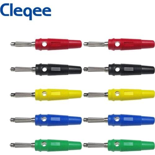 Cleqee P3008 10PCS 4mm Copper Banana Plug Screw Fixed Stackable Connector PVC shell For Speaker Amplifier