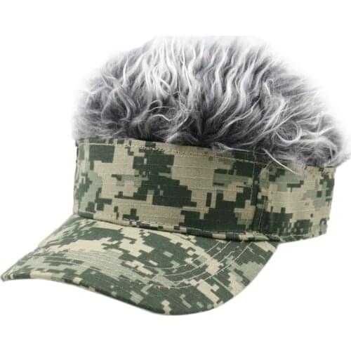 Hot New Fashion Novelty Baseball Cap Fake Flair Hair Sun Visor Hats Mens Womens Toupee Wig Funny Hair Loss Cool Gifts Golf Cap