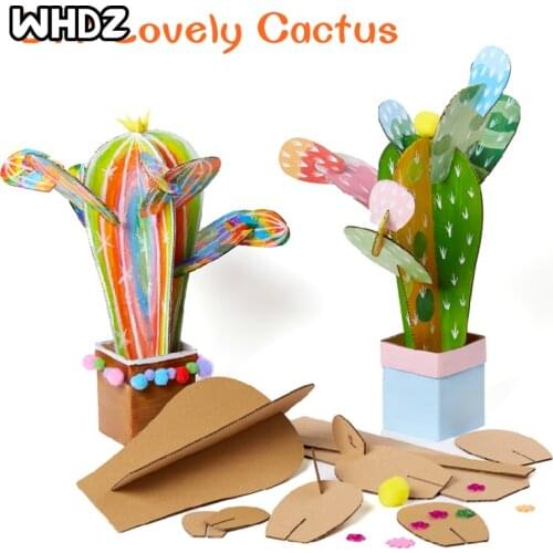 DIY Art And Craft Toys For Children Carton Paper Material Manual Lovely Cactus Frame Kindergarten Educative Girl Boy Toys