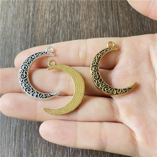 JunKang 2 Color Retro Wind Moon Amulet Pendant DIY Bracelet Necklace Jewelry Connector Making Supplies Accessories