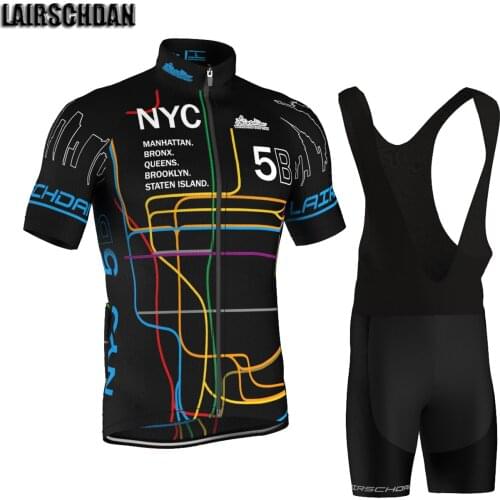 LairschDan 2021 New York subway tracks cycling jersey set men mtb clothing kit cycle wear summer bike outfit equipacion ciclismo