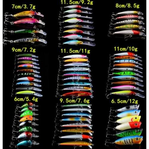 LINGYUE Mixed Model Fishing Lures 69pcs/lot Bass Crankait Wobblers Bait Artificial 69 Colors Lifelike Plastic Fishing Tackle