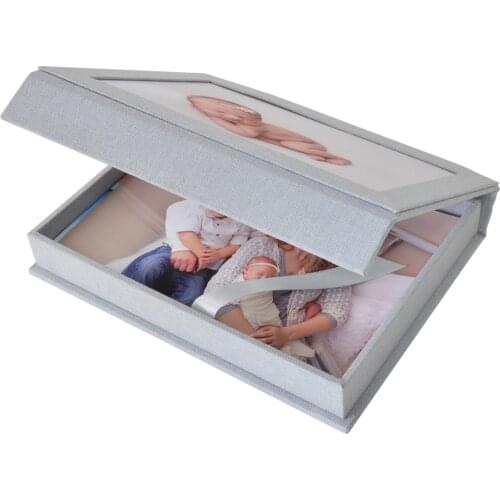 Handmade Custom Linen 5x7inch Photo Print Box with Photo cover - Photo Print Packaging - Wedding Photography Packaging